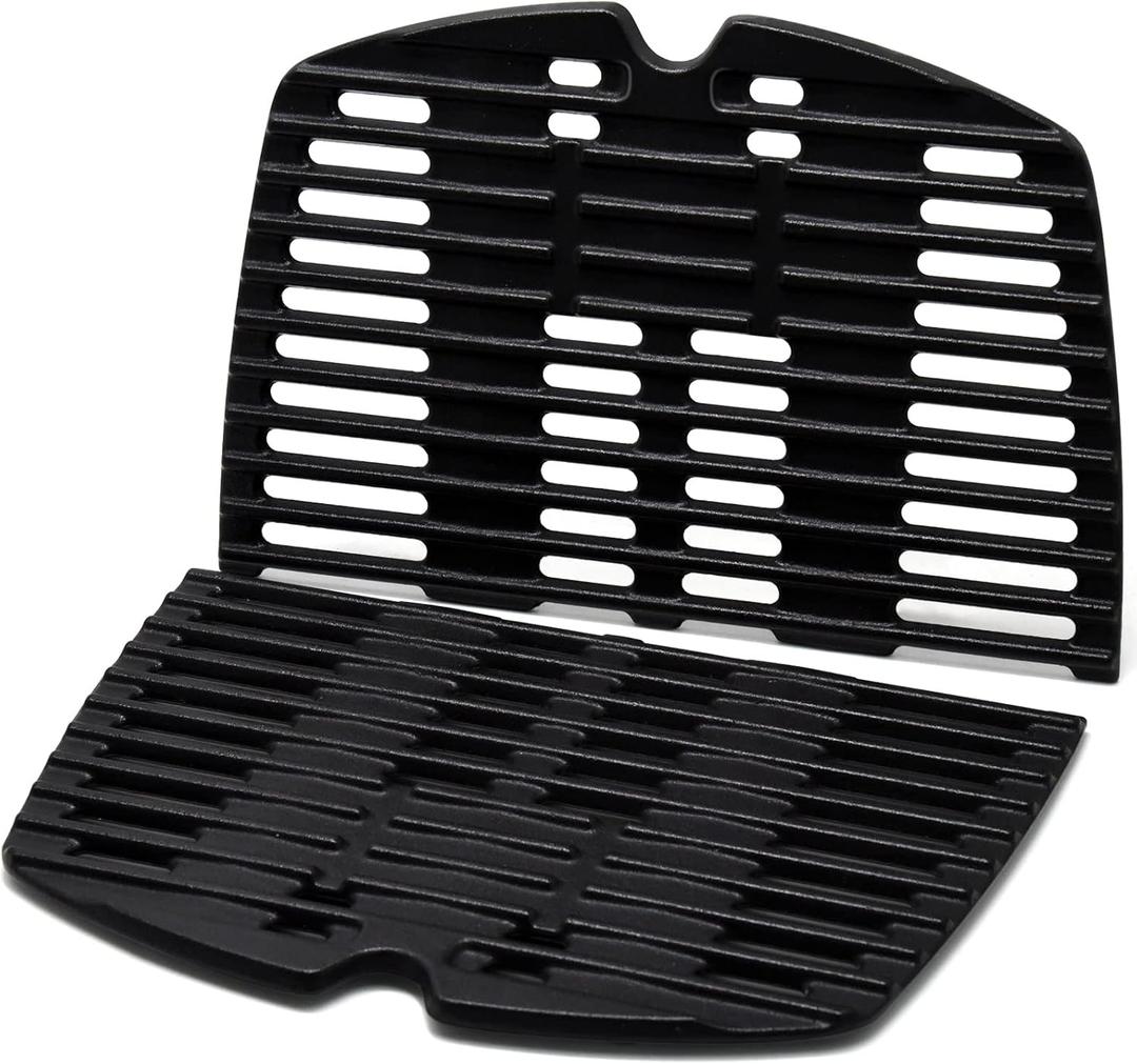 Adviace 7644 7582 Cast Iron Grill Cooking Grates Replacement for Weber Q100, Q120, Q140, Q1000, Q1200, Q1400 Grill Parts Accessories, 50060001, Weber Baby Q Gas Grill, 17 x 12.7 Inches, 2-Pack
