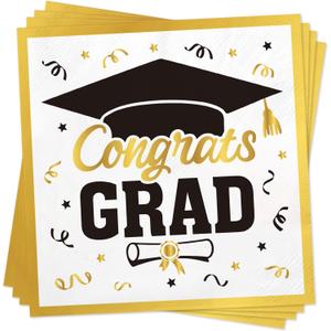 2026 Graduation Party Decorations, 50 Pack Cocktail Napkins for Congratulation Party Decor Supplies, Disposable Paper Napkins for College High School PhD Nurse Law School Graduations