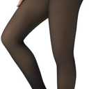 Tyusatu Fleece Lined Tights Leggings Women Black,Fleece Lined Tights Thermal Warm or Winter Skintone Sheer.XL