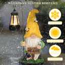 Solar Garden Gnome Statue with Lantern - Hand-Painted Resin Gnome Decor, IP44 Waterproof Outdoor Figurine for Yard Patio Porch, for Mom Women Housewarming Christmas