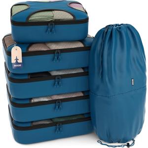 Shacke 6 Set Packing Cubes for Travel Lightweight Luggage Organizer (Gentlemen's Blue)