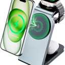 3-in-1 Wireless Charging Dock for MagSafe, iPhone 16 to 12 Pro Max, Fast 15W Charging Station for Apple Watch and AirPods, Magnetic Charger Stand for Multiple Devices (Black)