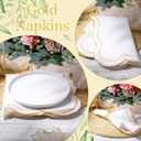 Hahafelt Cloth Napkins 18x18inches Scalloped Embroidery Cloth Napkins Washable Polyester Table Dinner for Hotel Restaurant Weddings Events Parties (Gold,12 Set)