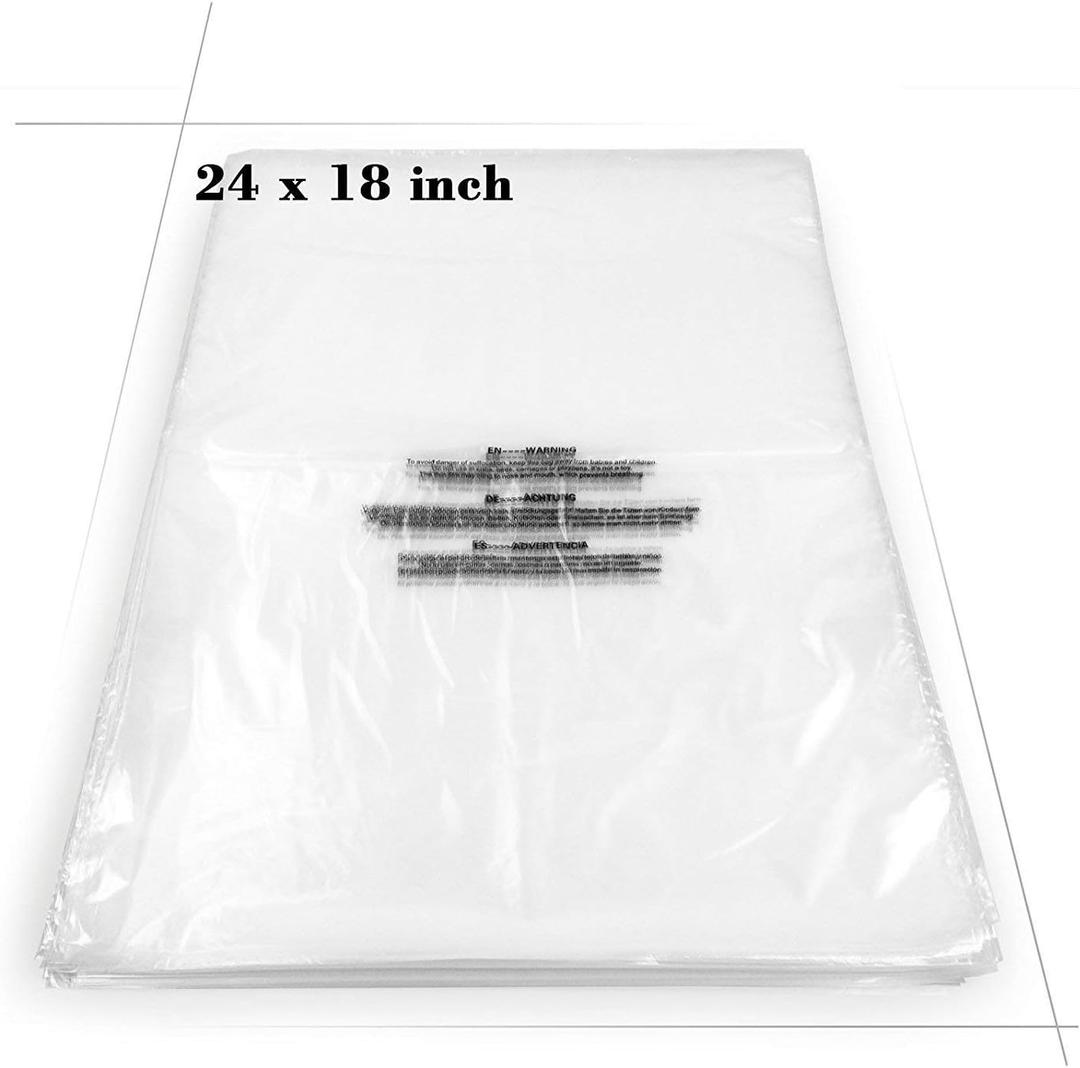 Becko US 18 X 24 (100 Count) Self Seal Clear Poly Plastic Bags with Suffocation Warning for Shipping, Packaging Clothes, Backpacks, Bedding, Dustproof & Permanent Adhesive