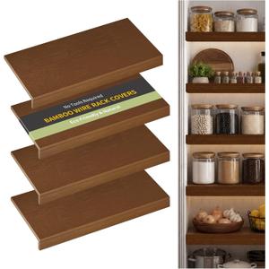 Wire Shelf Covers, Bamboo Wire Rack Covers for Pantry, ClosetKitchen (4pcs, 32" W x 16" D, Walnut)
