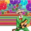 Mexican Cinco De Mayo Backdrop Colorful Stripes Paper Flowers Fiesta Backdrop Fiesta Cinco De Mayo Banner Mexican Party Decorations 7x5Ft