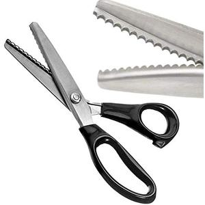 Serrated Scalloped Edge Pinking Shears, Multifunction Stainless Steel Shears Tailor Scissors, Professional Zig-Zag Cut Scissors, Sewing Craft Cut Paper Clothing Fabric for Home (10mm, Scalloped)