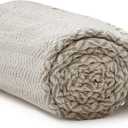 Americanflat 50x60 Throw Blanket - Soft and Breathable Cotton Throw Blanket for Couch, Bed, Chair - Decorative Blankets Perfect for Home, Office, or Outdoor Use - Cream and Beige Zig Zag Design