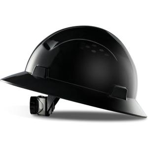 PACIFIC PPE Full Brim Hard Hat, OSHA Construction Safety Helmet Certified to ANSI Z89, 4 Point Adjustable Ratchet Suspension, Class E, G & C, Black