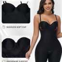SHAPESHE Strapless Shapewear Bodysuit for Women Compression Tummy Control Seamless Shapewear Full Body Shaper Bodysuit (Black, M)
