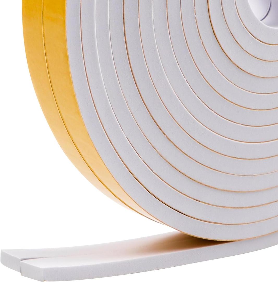 33Feet Weather Stripping Seal (1/2" x 1/4") for Door Window, High Density Foam Tape, Soundproofing, Insulation Strip, Door Sealers for Door Frame- White