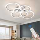 Modern LED Ceiling Light Fixture, 6 Rings Dimmable Flush Mount Ceiling Light with Remote, Acrylic Close to Ceiling Lighting Fixture for Low Ceiling Living Room Bedroom Kitchen (6 Heads) (Chrome)