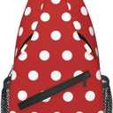 Polka Dots Crossbody Sling Bags for Women Men Abstract White Small Circle Dot on Red Background Travel Sling Backpack Casual Shoulder Bag Dice Design Dot Pattern Gym Sports Hiking Daypack