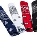 Bandanas for Men & Women, Paisley Bandanas, Bandanas for Face Mask, 4 Pack, 100% Cotton Bandanna by Tigerdoe