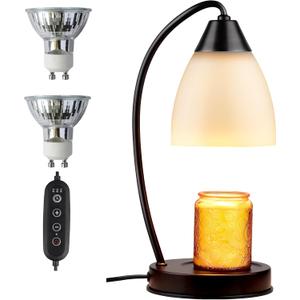 Candle Warmer Lamp with Timer Remote, Adjustable Electric Candle Melt Heater Glass Lamps with Dimmer for Various Jar Candles & Home Decor ( 2 Bulbs)