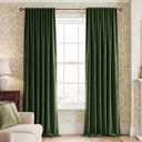 NICETOWN Blackout Christmas Olive Green Velvet Curtains for Bedroom, Rod Pocket & Back Tab Room Darkening Heavyweight Window Treatments Thermal Drapes Luxury for Living Room, 2 Panels, W52 x L84
