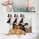 20 Inches Pets Initial Christmas Stocking,Dog Christmas Stocking Personalized with Dog Bone Hanging Wooden Ornament,Xmas Gifts for Pets(Letter I)