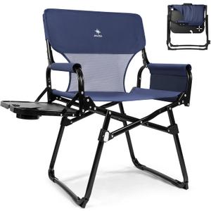 Heavy-Duty Camping Directors Chair with Side Table, 400lb Capacity, 600D Oxford, Quick Setup, Smart Storage & Ergonomic Comfort, Durable Steel Frame for Camping, BBQs & Sports Events Blue