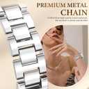 Newlibery Chain Bracelet Band Women Compatible with Apple Watch 42mm(S1/2/3) 44mm 45mm 46mm 49mm Adjustable Fashion Slim Jewelry Strap for iWatch Series 11/10/9/8/7/6/5/4/SE 3/2/1/Ultra1 2 3 Silver A