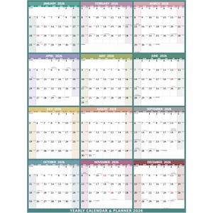Yearly Wall Calendar 2026 - Large Yearly Calendar 2026 Vetical, Jan 2026 - Dec 2026, 33.7" x 45.1" (Open), 2026 Calendar, Large Wall Calendar 2026, Full Year Paper Calendar with Notes, Thicker Paper, Multi