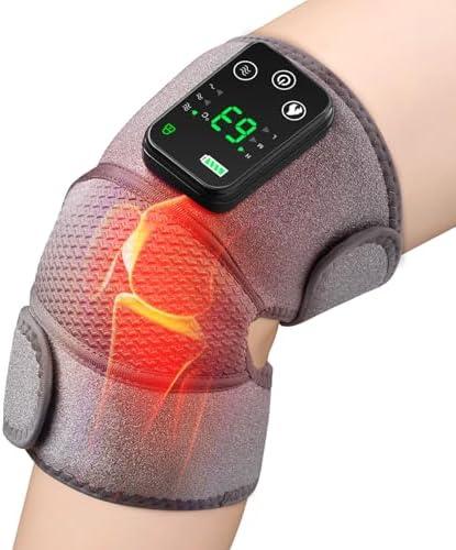 Knee Massager with Heat, Cordless Knee Heating Pad with Massager, 3 Heat & 3 Vibration Levels, Heating Pad for Knee, Knee Relief Wrap for Knee, Shoulder & Elbow, Adjustable for Joint Comfort