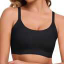 Ubras Seamless Bras Spaghetti Strap Pull On Bralette for Women Wireless Comfortable Breathable Smooth Everyday Sleep Bras Black S