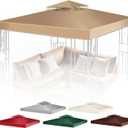 Flexzion Gazebo Cover Replacement Canopy Top 10x10 Ft (3m x 3m) - Double Tier Top Canopy Cover Replacement with UV30+, Dirt, Water Resistant for Outdoor, Sunshade, Garden, Patio, Pavilion (Beige)