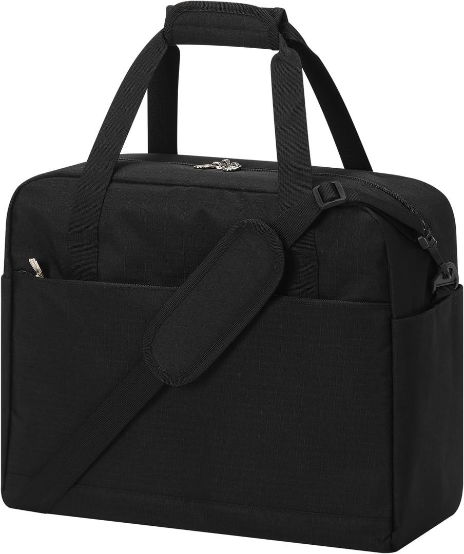 Carry on Duffle Bag for Travel - 16x7x12.5 Airline Approved Personal Item Travel Bag with Shoulder Strap for Men and Women (Black)