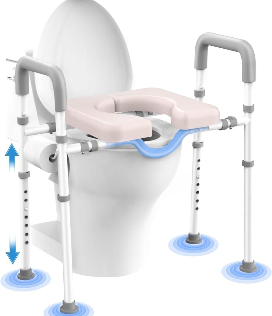 Toilet Seat Risers For Seniors, Male-Friendly Width & Height Raised Toilet Seat With handles, Toilet Riser for Elderly, Handicap, Elevated, Fit Any Toilet, 400lbs