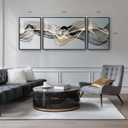 Large Framed Modern Luxury Abstract Wall Art for Living Room, 3 Piece Minimalist Prints Paintings Artwork for Walls, Black White Gold Abstract Line Pictures for Hallway Dining Bedroom Office Wall Decor