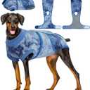 Kuoser Dog Surgery Recovery Suit, Anti Licking Pet Surgical Suit for Dogs Male Neuter, Female Dog Surgery Suit for Spay Subsititute E-Collar Cone, Dogs Body Suits After Surgery Blue Tie Dye 2XL (XX-Large (Back: 24.8" - 29.5"; Weight: 70+ LB))