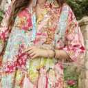 Women's Babydoll Mini Dress Boho Floral 3/4 Bell Sleeve Loose Short Shirt Sundresses Loose Fit Flowy Cover Up (S)