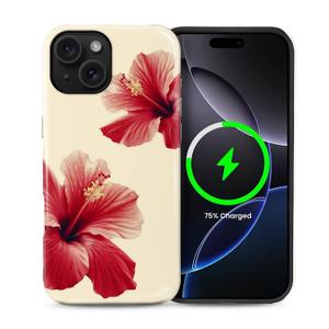 Case for iPhone 15 Plus, Magnetic Hybrid Shockproof Protective Phone Case with MagSafe Compatible Design, Hibiscus
