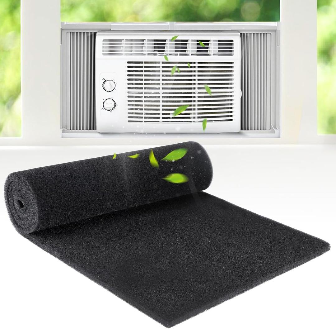 15.7" x 59" Extra Large Cuttable Air Conditioner Filters - Cut to Fit Carbon Pad Air Purifier Filters, Washable Reusable Foam Pad Pre Filter Roll for Air Filters AC Window Unit Charcoal Sheet