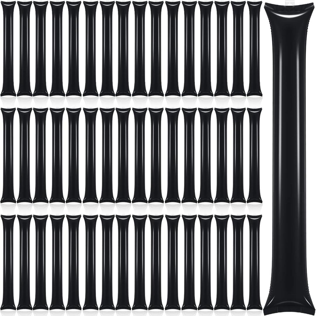 Civaner 48 Pcs Christmas Thunder Stick Team Spirit Boom Stick Cheering Stick Plastic Cheerleading Spirit Stick Clapper Inflatable Noise Maker Sports Supply(Black)