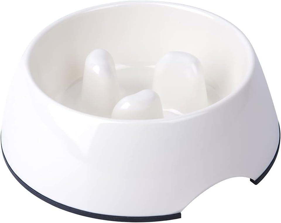 Super Design Slow Feeder Dog Bowl, 1.5 Cup, Non-Slip, Heat-Resistant, Suitable for Medium to Large Dogs (White)