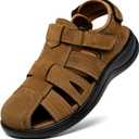 Mens Fisherman Leather Closed Toe Sandals Walking Dress Casual Sandalias Whith Memory Foam Summer Outdoor Athletic Adjustable Comfortable (8.5)