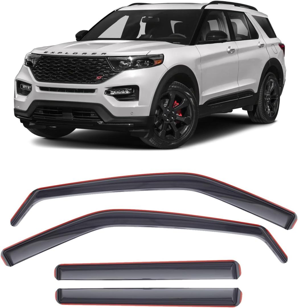 DORENA in-Channel Rain Guards Window Visors Fit for Ford Explorer 2020 2021 2022 2023 2024 2025 2026 Window Deflectors, Vent Deflector, Vent Window Visors Car Accessories 4pcs