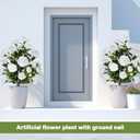 Lunmon 2 Pack 3ft Artificial Camellia Plants Tree 36" Faux Camellia Flower with Spike UV Resistant Realistic Fake Floral Blooming Bush for Indoor Outdoor Front Door Porch Backyard Garden, White