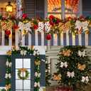 12 Pcs Wave Stripe Christmas Bows, 5 Inch Red Green Dots Bow for Christmas Tree Topper, Ornaments for Tree Home Coquette Room Birthday Party Front Door Wedding Holiday Decor