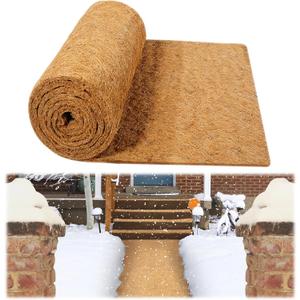 1 Roll No-Slip Ice and Snow Carpet Mats,16x80 Inch Coconut Coir Liner Roll Natural Coconut Fiber Anti-Slip Coco Coir Carpet Mat for Garden,Front Door,Stairs,Porch Outdoor Safer Walking