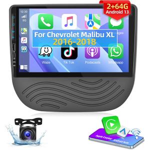 Podofo [2+64G] Car Stereo Radio for Chevrolet Malibu XL 2016 2017 2018 with Wireless CarPlay Android Auto 9 Inch Touch Screen Bluetooth Audio with GPS Navigation Mirror Link WiFi RDS AHD Backup Camera