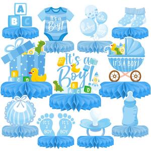 Boy Baby Shower Decorations Set - Kit with blue Honeycomb Centerpiece, Baby Reveal & Themed Table Decor for the Baby Boy Shower Decorations