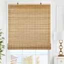 LazBlinds Cordless Bamboo Blinds, Roll Up Shades for Windows, Light Filtering Hanging Window Blinds, Bamboo Shades for Patio Indoor/Outdoor Porch, 34'' W x 64'' H, Brown206