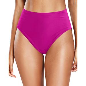 Tempt Me Women's High Cut High Waisted Bikini Bottoms Tummy Control Bathing Suit Bottoms Swim Bottom Swimsuit Bottom (X-Large, Purple)
