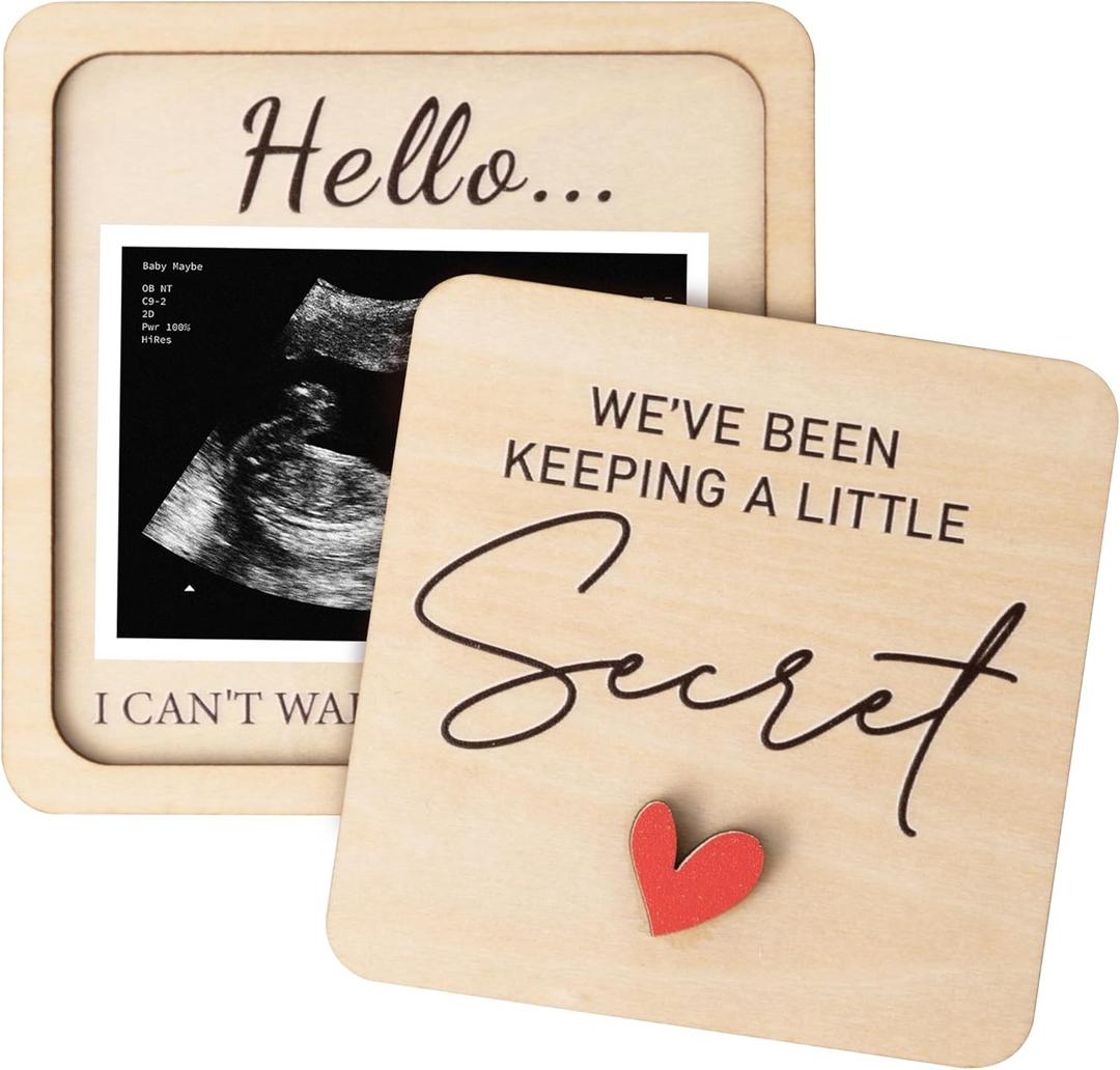 KATINAT Grandparent Reveal Keepsake, Pregnancy Announcement for Grandparents, Baby Announcement Sign, Ultrasound Picture Frames Wooden Keepsake Box, First Time Grandparents Gift (Ultrasound Little Secret)