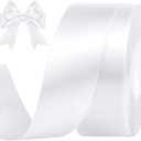 1-1/2 Inches 50 Yards White Satin Ribbon, Solid Fabric Ribbon Roll for Flower Bouquets, Gift Wrapping, Wedding, Handmade Crafts