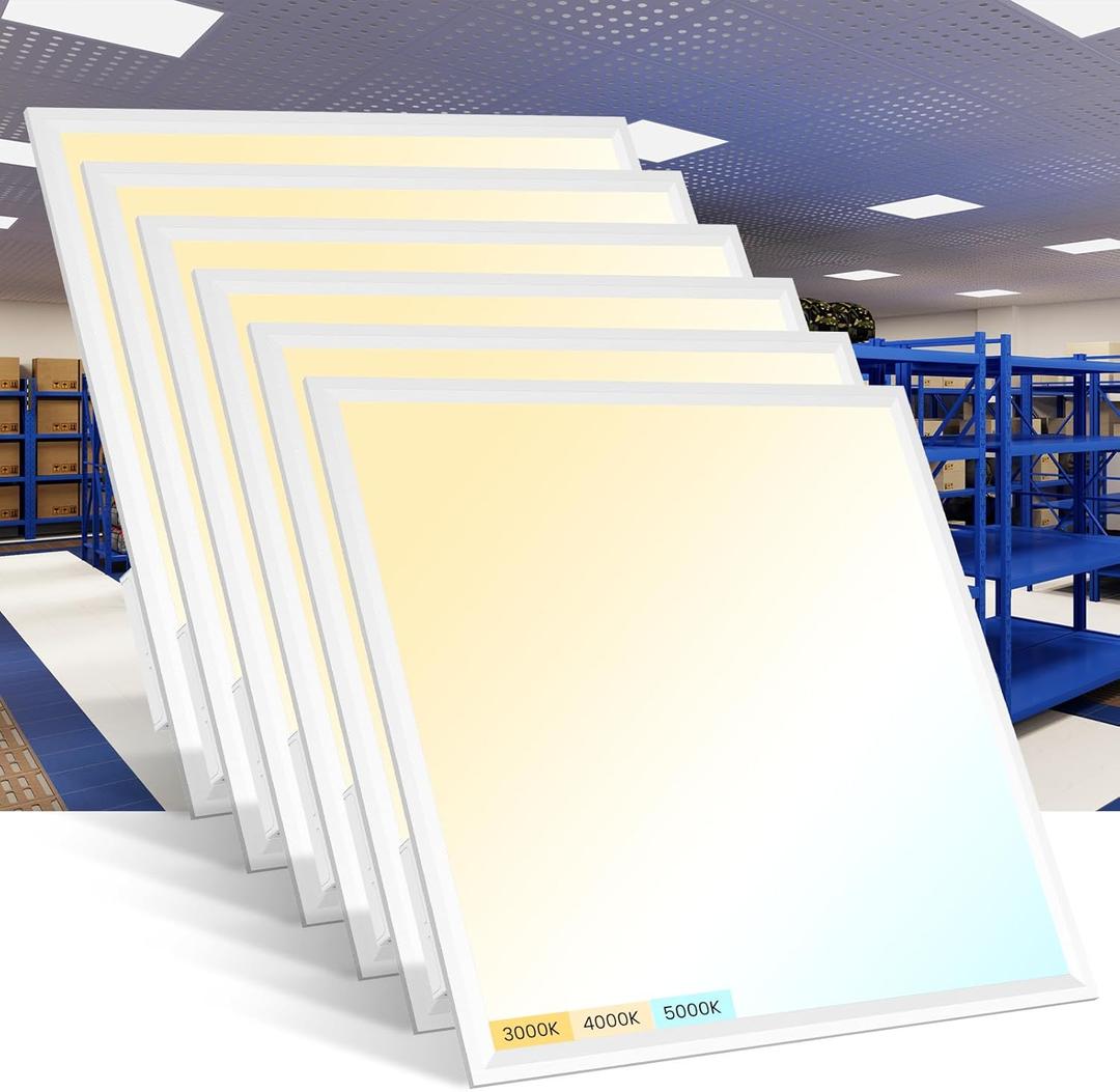 6 Pack 2x2 LED Flat Panel Light - 3000K/4000K/5000K Selectable, TRIAC Dimmable 40W 5000LM, 120V Recessed Back-Lit LED Drop Ceiling Lights, Troffer Fluorescent Replacement Fixture