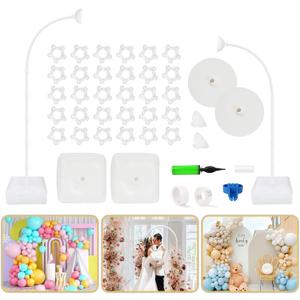 Bazen 8.2ft & 6ft Balloon Arch Kit Free Bending Shape Balloon Arch Stand with Base Floor Balloon Arch Frame Balloon Garland Stand Half Arch Balloon Stand for Wedding Baby Shower Birthday Decorations, White 