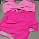 Daci Plus Size One Piece Swimsuits - Tummy Control Bathing Suit for Women Cutout Swimwear (Pink, XL)